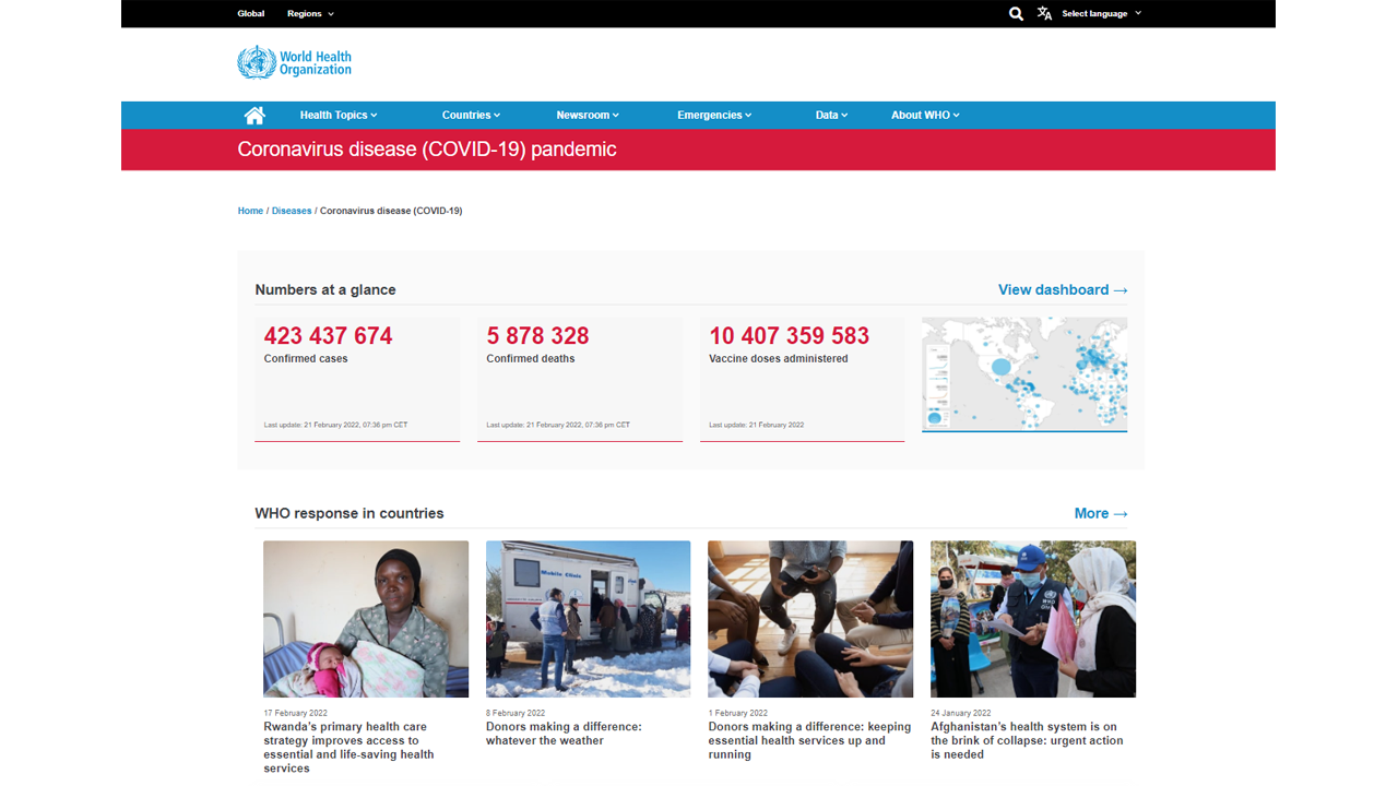 World Health Organization screenshot